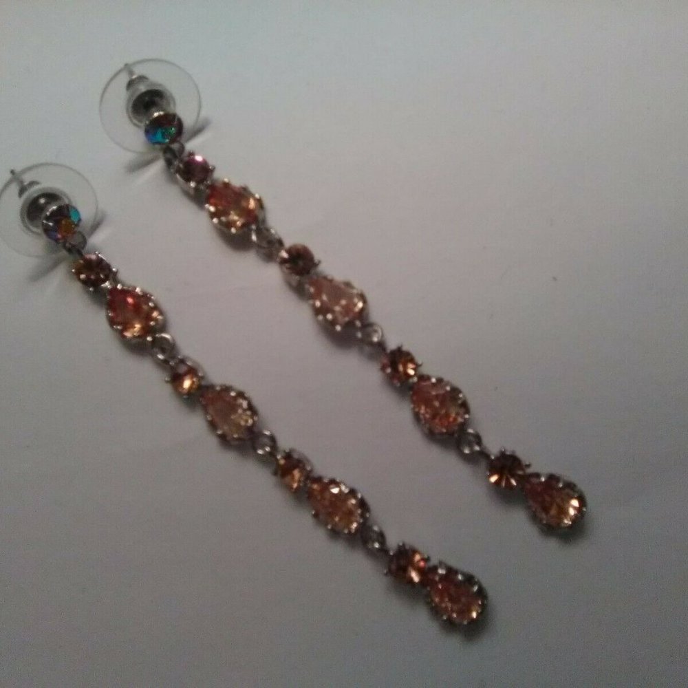 Vintage Champagne & silver plated Dangle Earrings